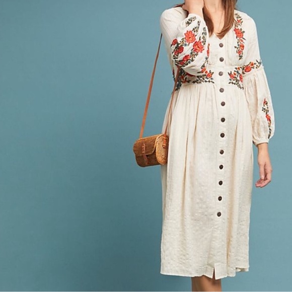 Anthropologie Gracie Embroidered Peasant Dress by Maeve - Picture 2 of 5